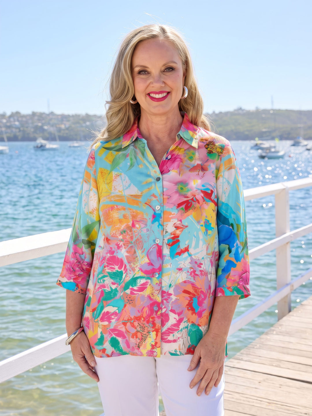 Tiffany Printed Cotton Shirt - Pink