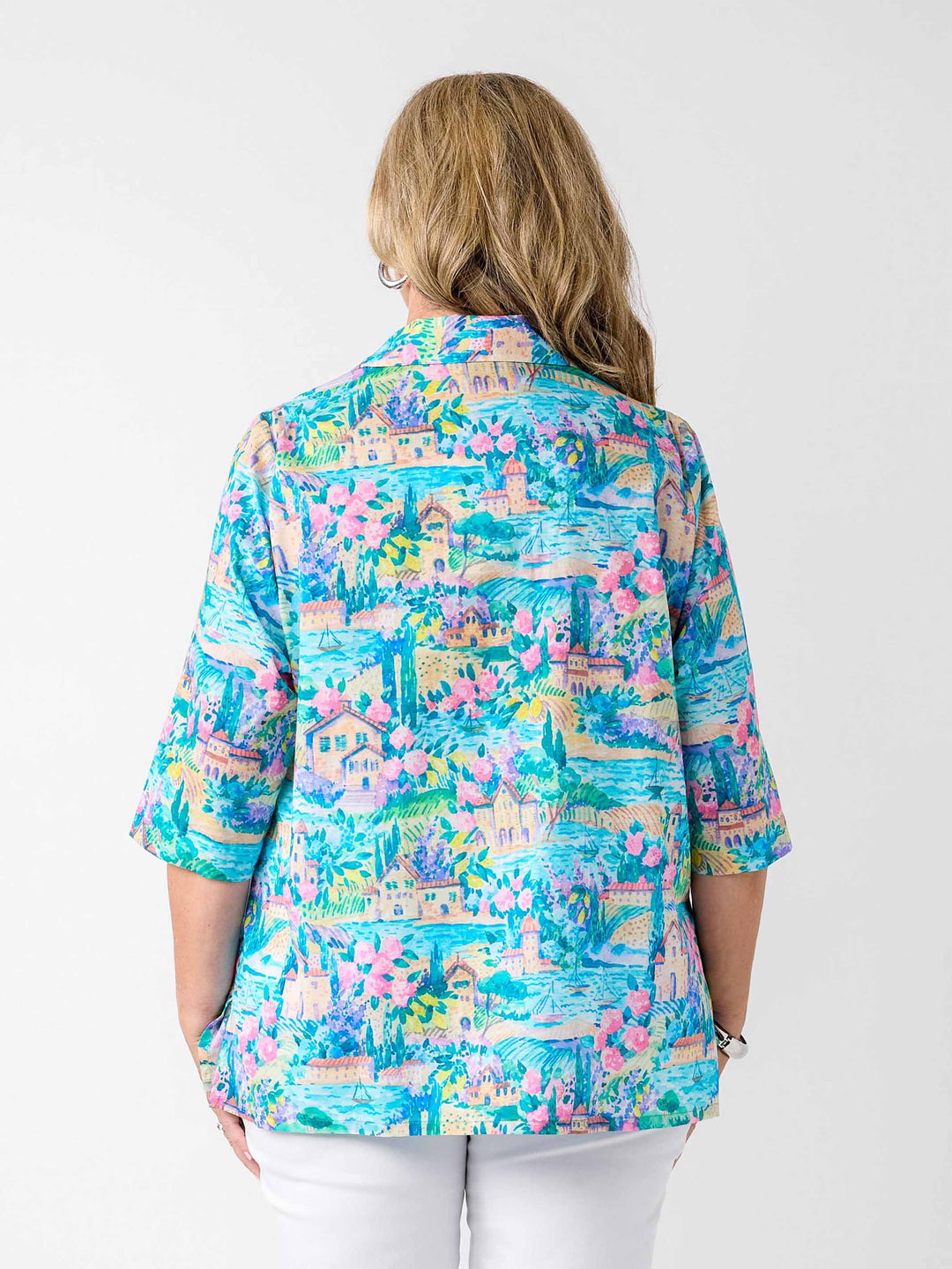 A-Line Printed Cotton Shirt - Lake Como