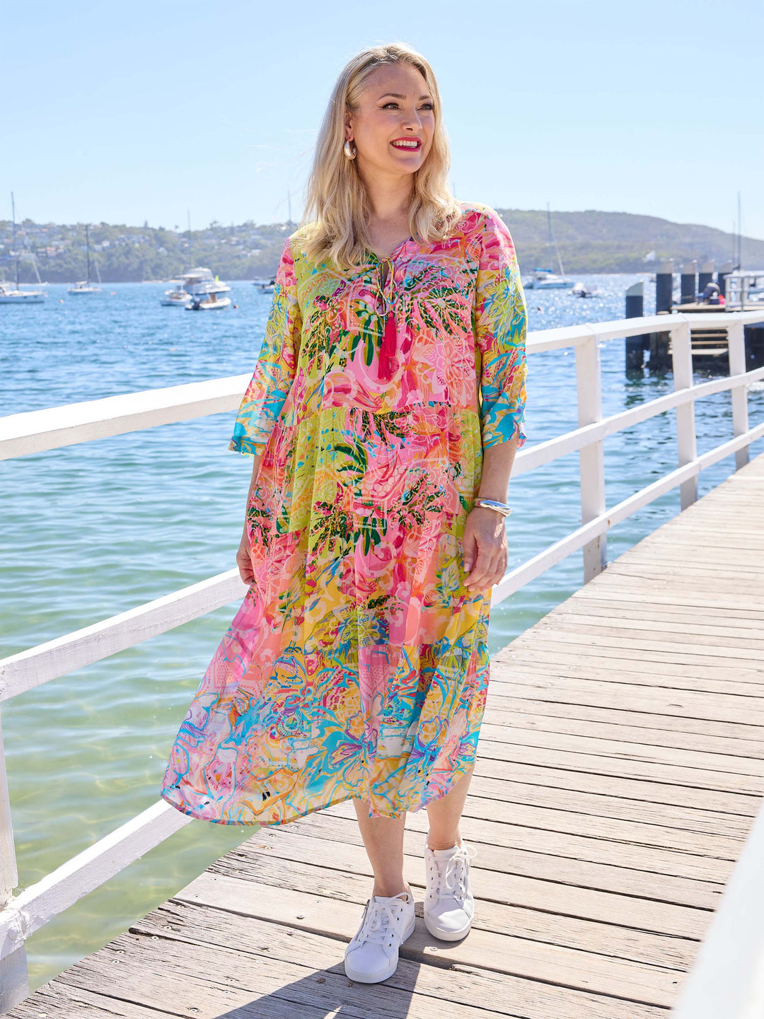 Printed Tiered Silky Viscose Midi Dress - Lucinda