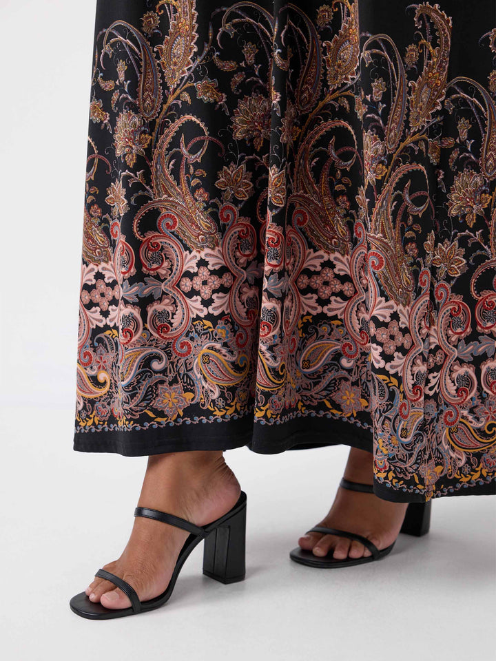 Keyhole Printed Jersey Maxi Dress - Boho