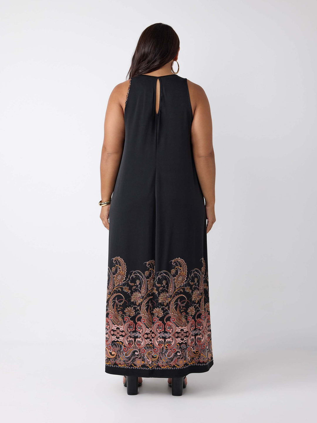 Keyhole Printed Jersey Maxi Dress - Boho