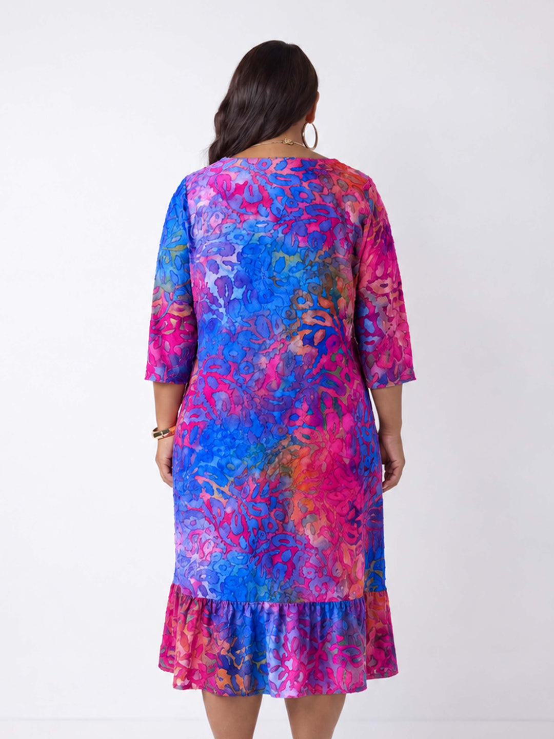 Ruffle Frill Burnout Jersey Midi Dress - Magical Colours