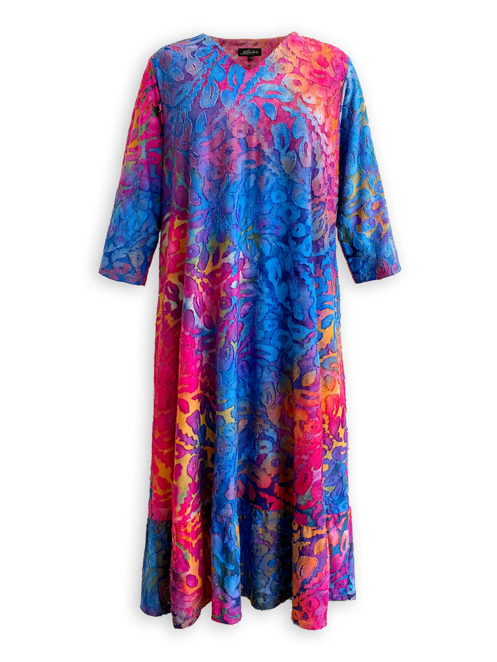 Ruffle Frill Burnout Jersey Midi Dress - Magical Colours
