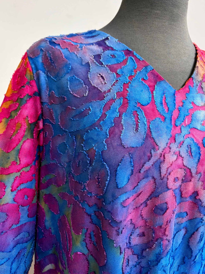 Ruffle Frill Burnout Jersey Midi Dress - Magical Colours