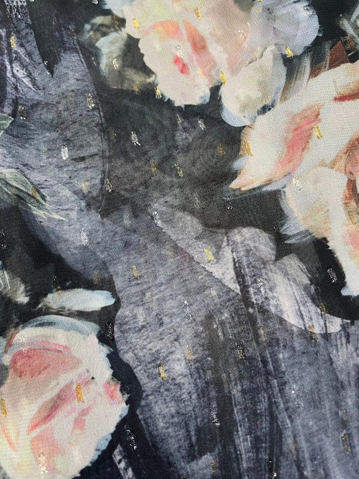 Juliette Sleeves Print Georgette Evening Jacket - Wild Roses