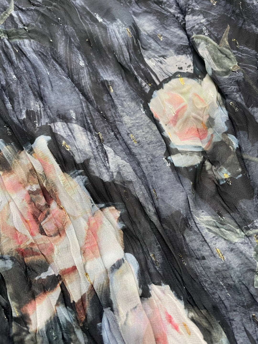 Shimmer Print Crushed Evening Dress - Wild Roses