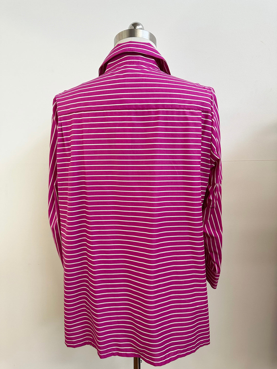 Collared Stripe Shirt - Hot Pink/White