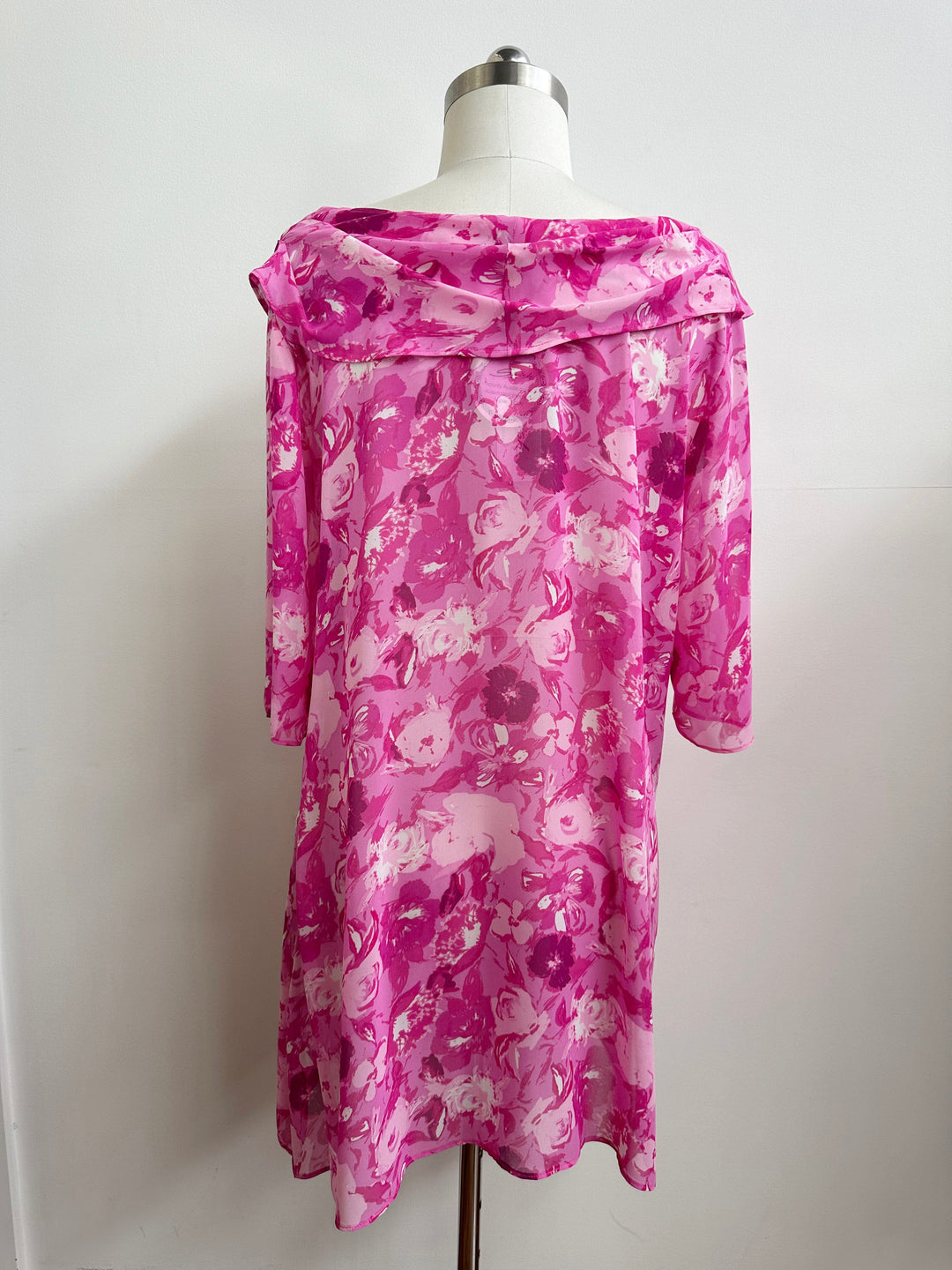 Cowl Neck Print Top - Pink Romance