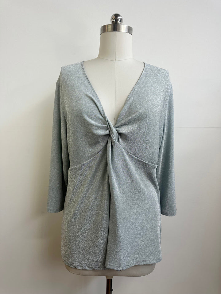 Long Sleeve Twist Top - Silver