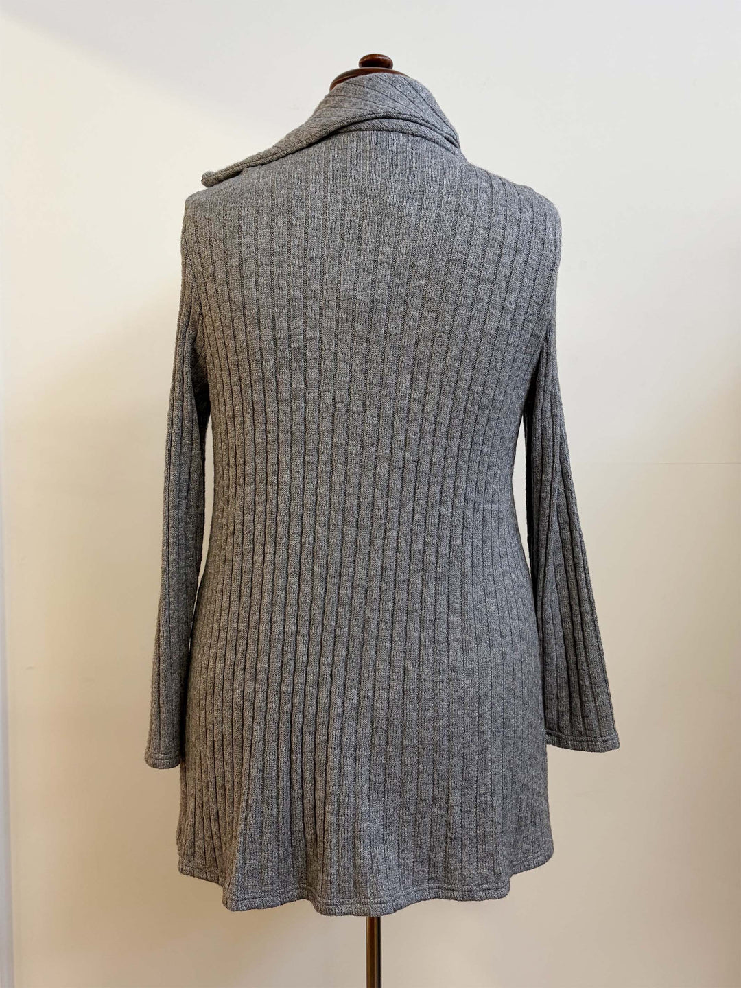 Zip Neck Knit Top - Grey