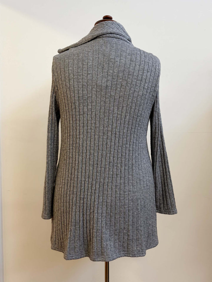 Zip Neck Knit Top - Grey