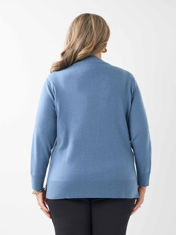 Mock Turtle Knit Jumper - Dusty Blue