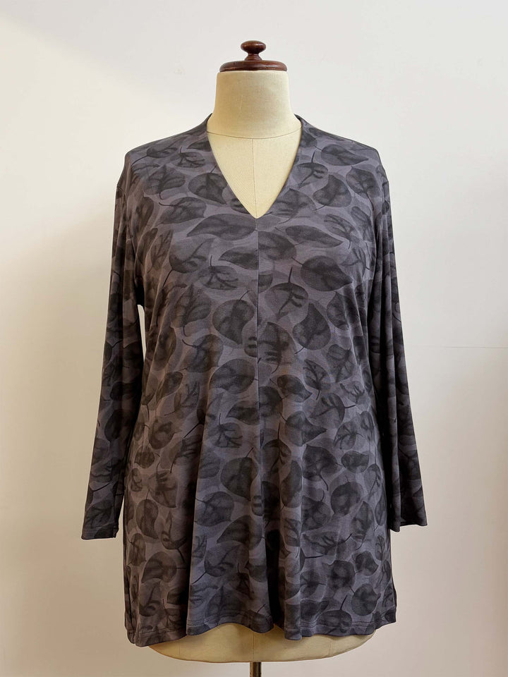 V-Neck Swing Top - Dark Grey