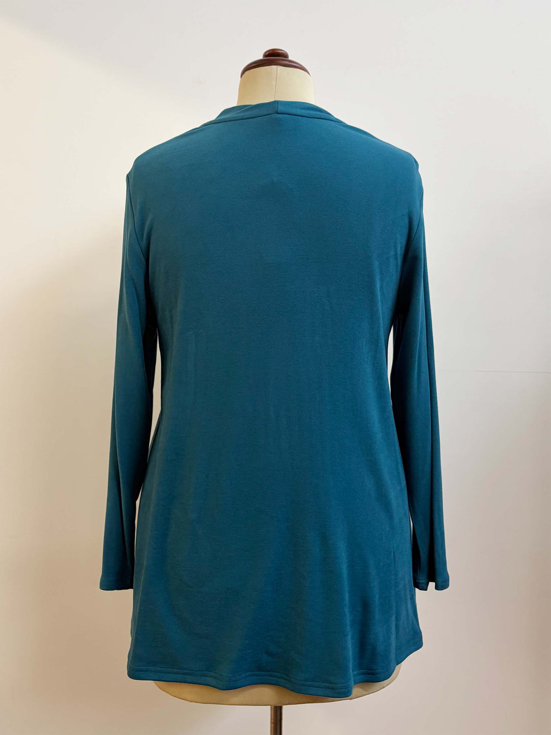 V-Neck Band Warm Feel Top - Peacock
