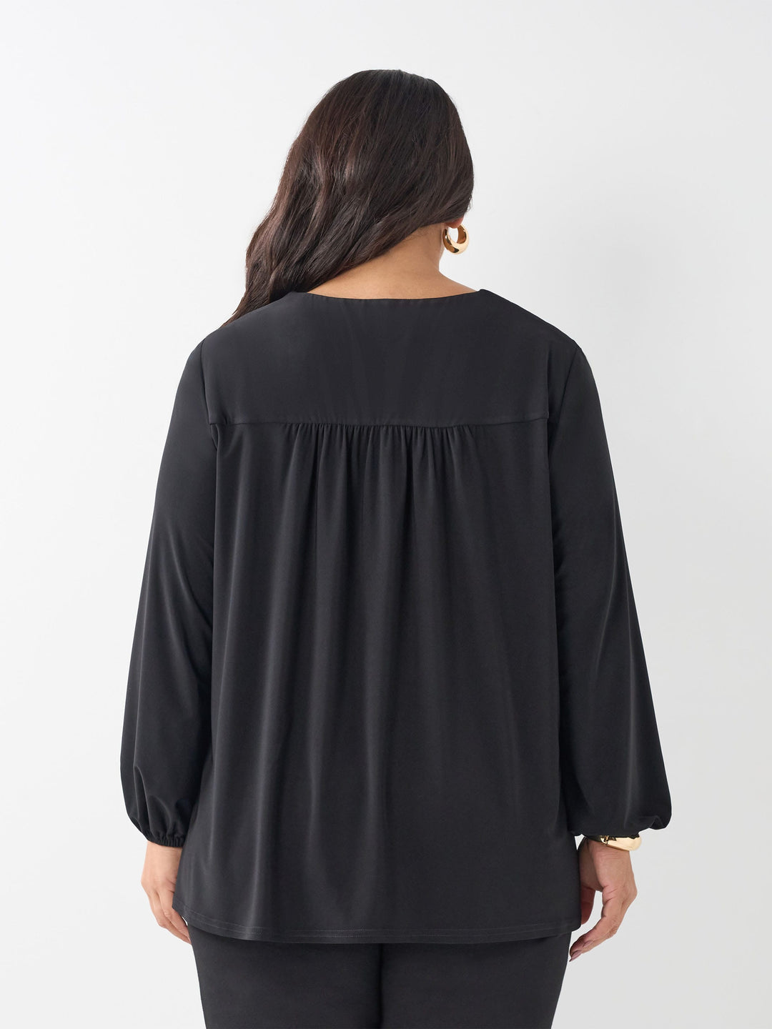 V-Neck Bib Front Top - Black