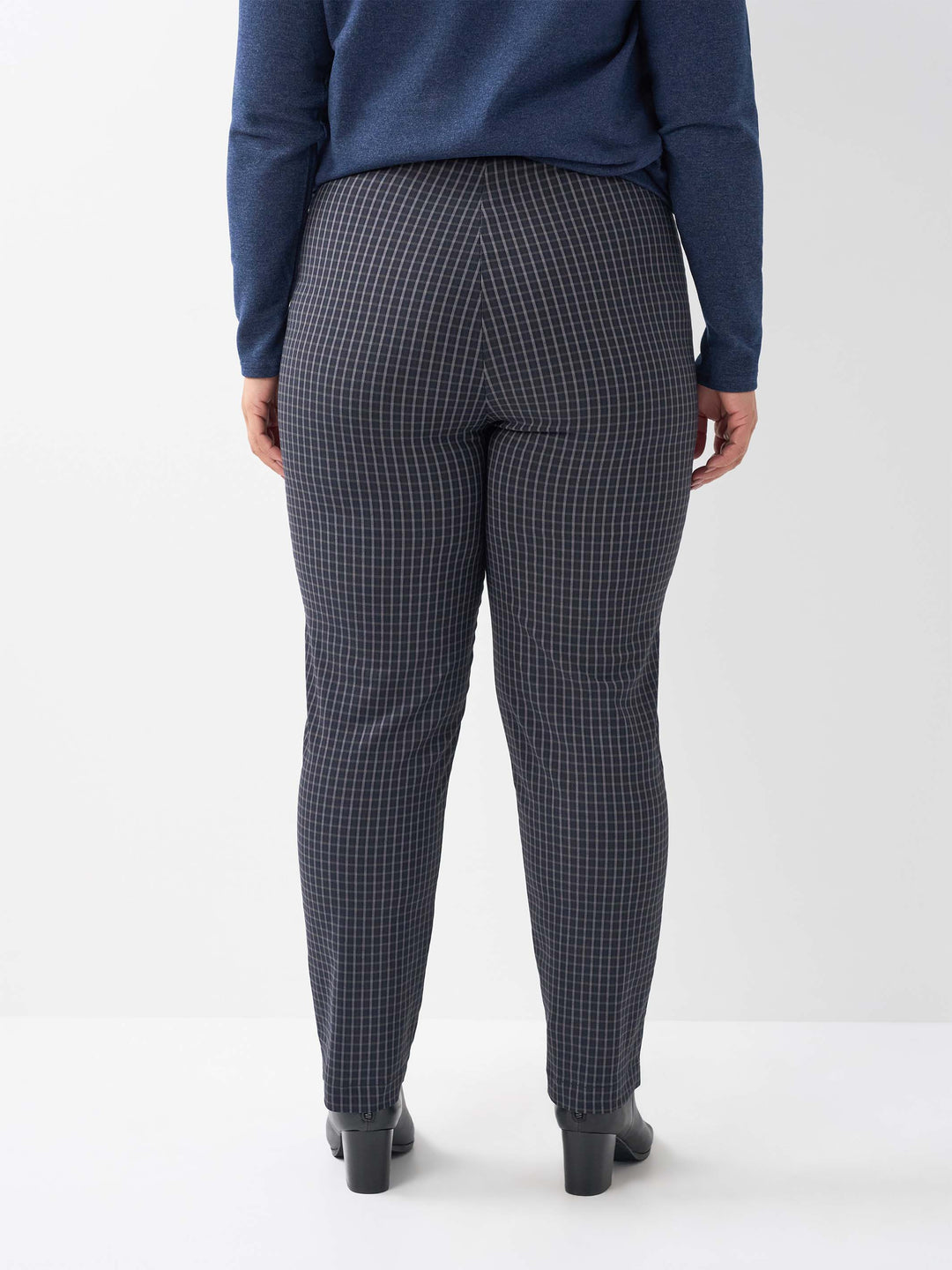 Zip Pocket Check Pant - Navy