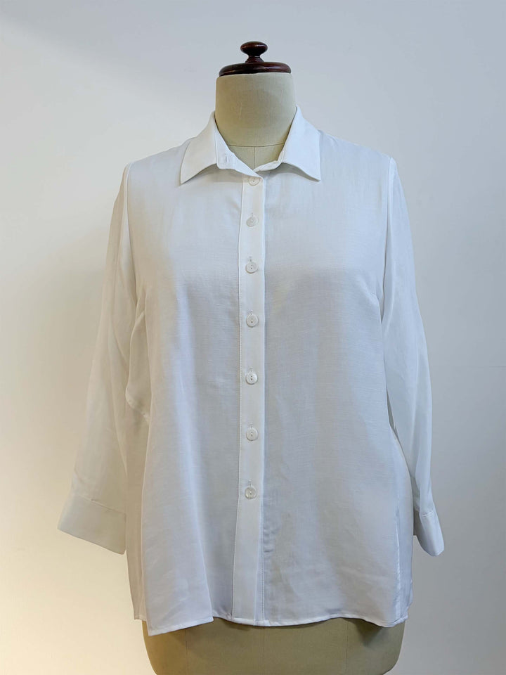 Plain Collared Shirt - White