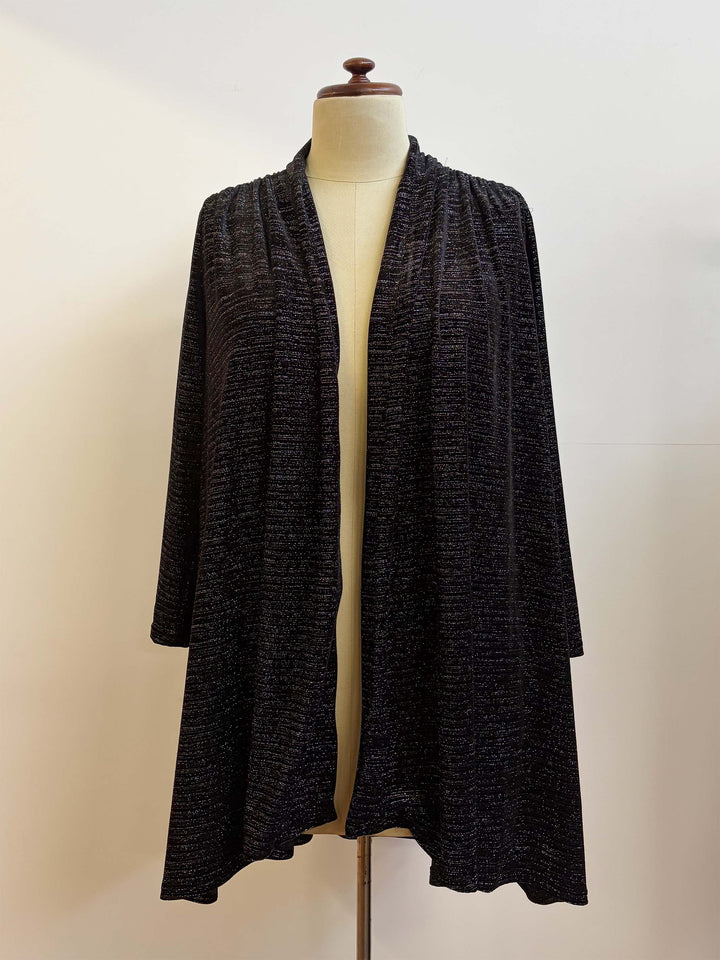 Open Front Velvet Jacket - Black