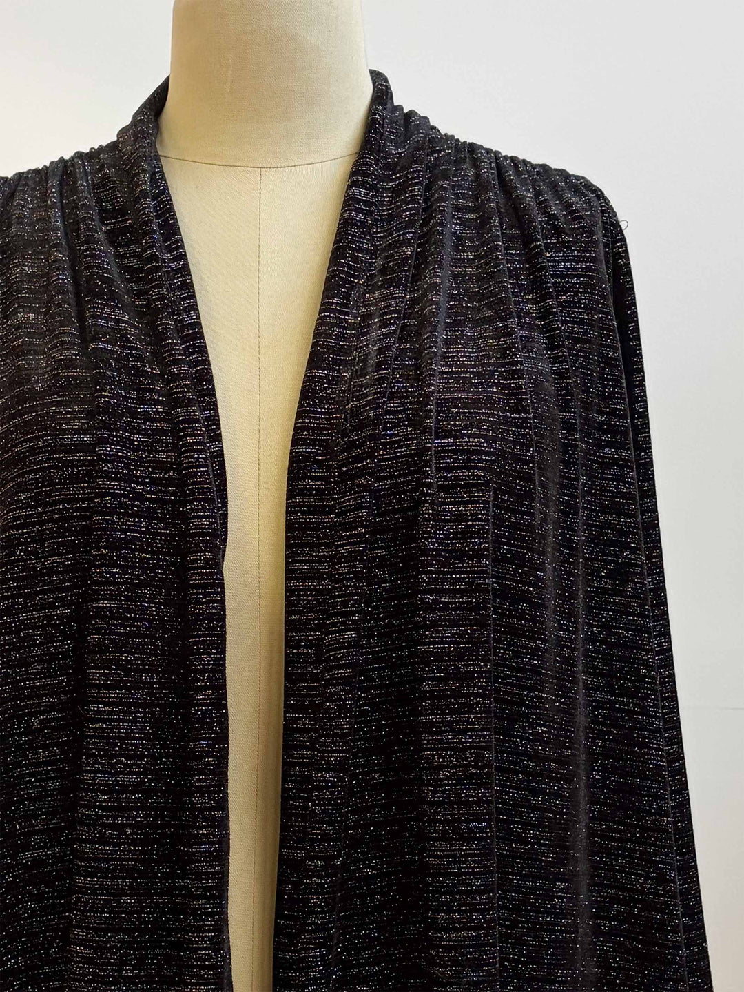 Open Front Velvet Jacket - Black