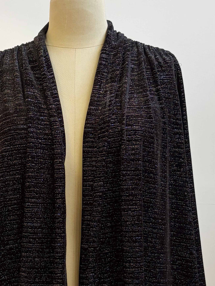 Open Front Velvet Jacket - Black