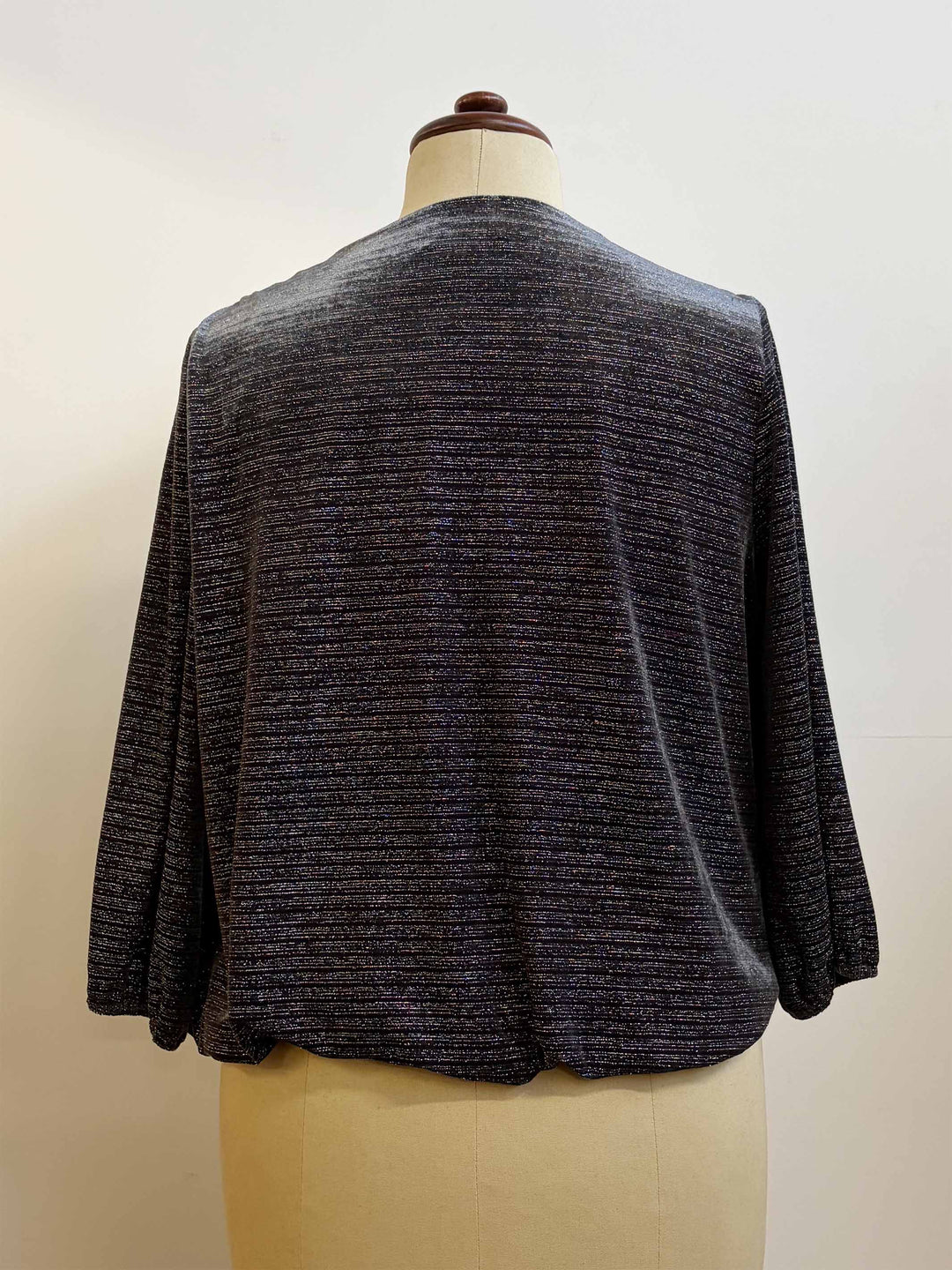 V-Neck Velvet Top - Dark Grey