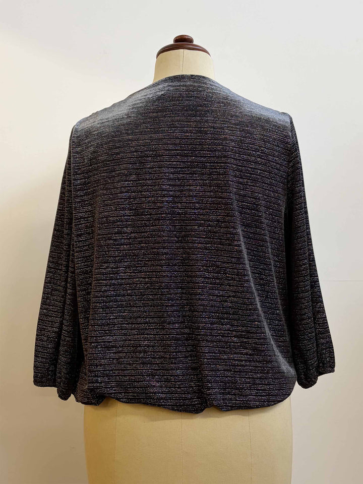 V-Neck Velvet Top - Dark Grey