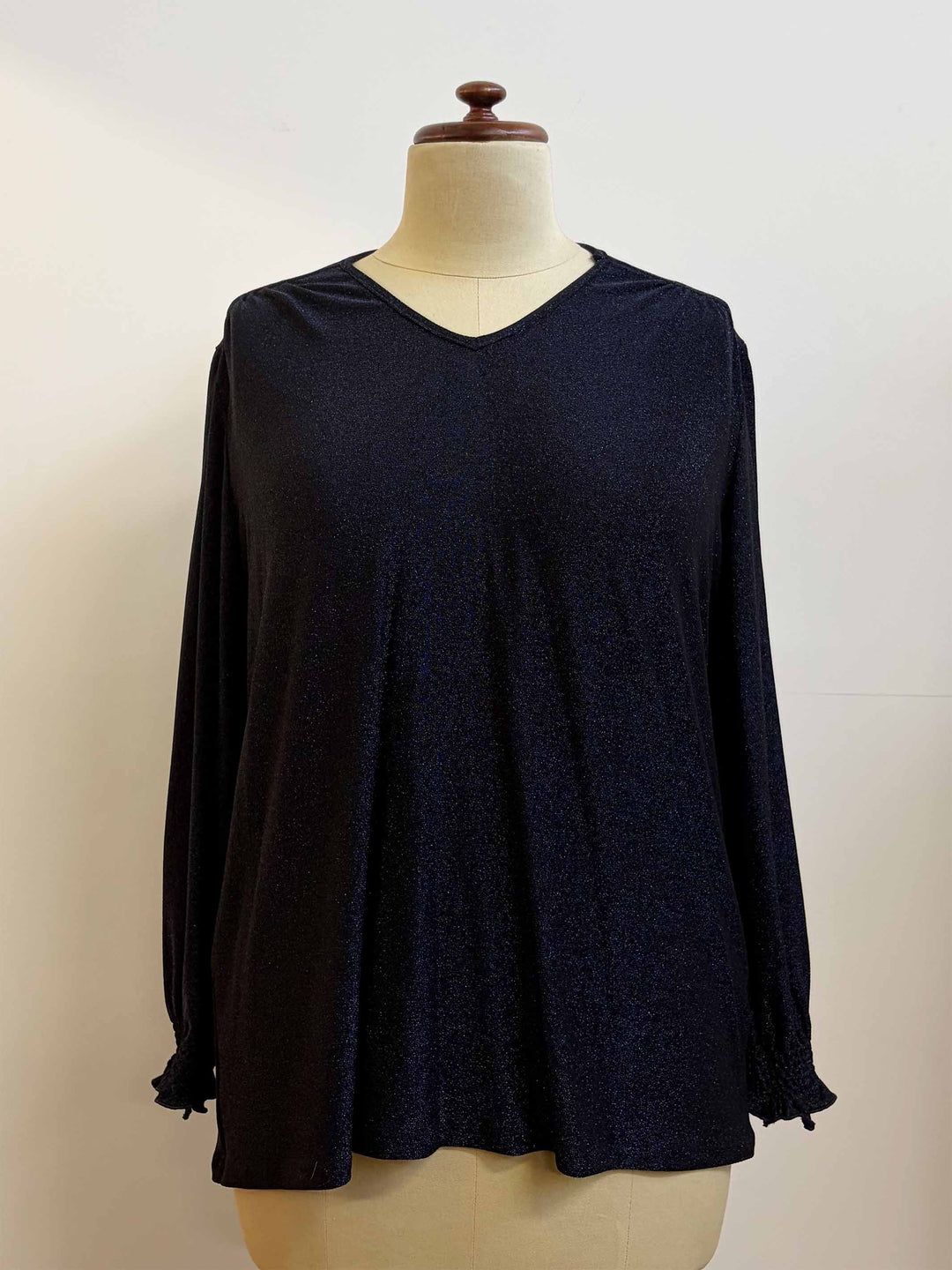 Shirred Cuff Evening Top - Midnight
