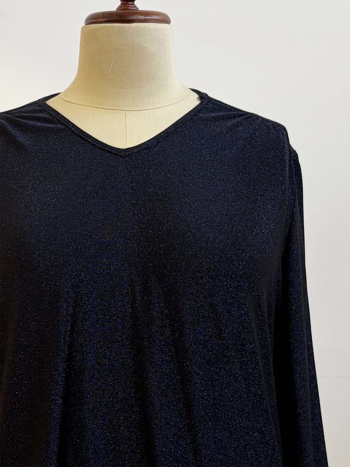 Shirred Cuff Evening Top - Midnight