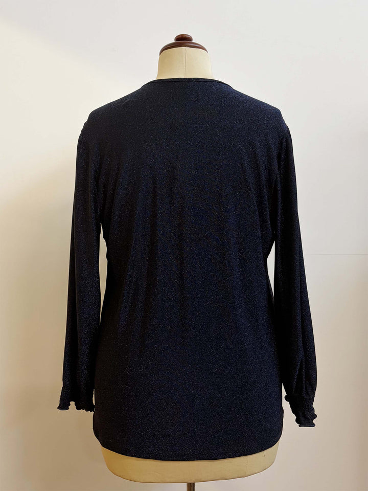 Shirred Cuff Evening Top - Midnight