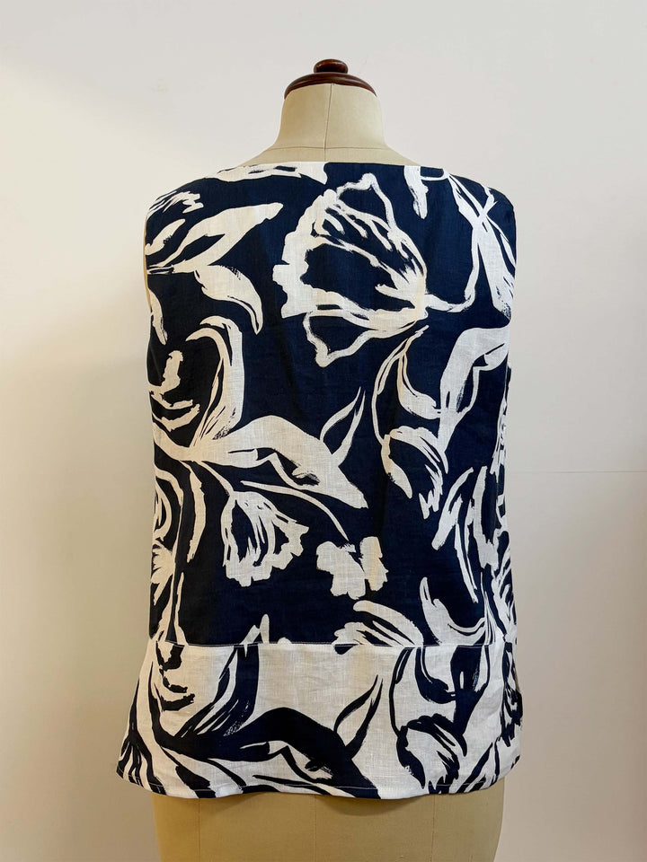Printed Linen Camisole - Navy