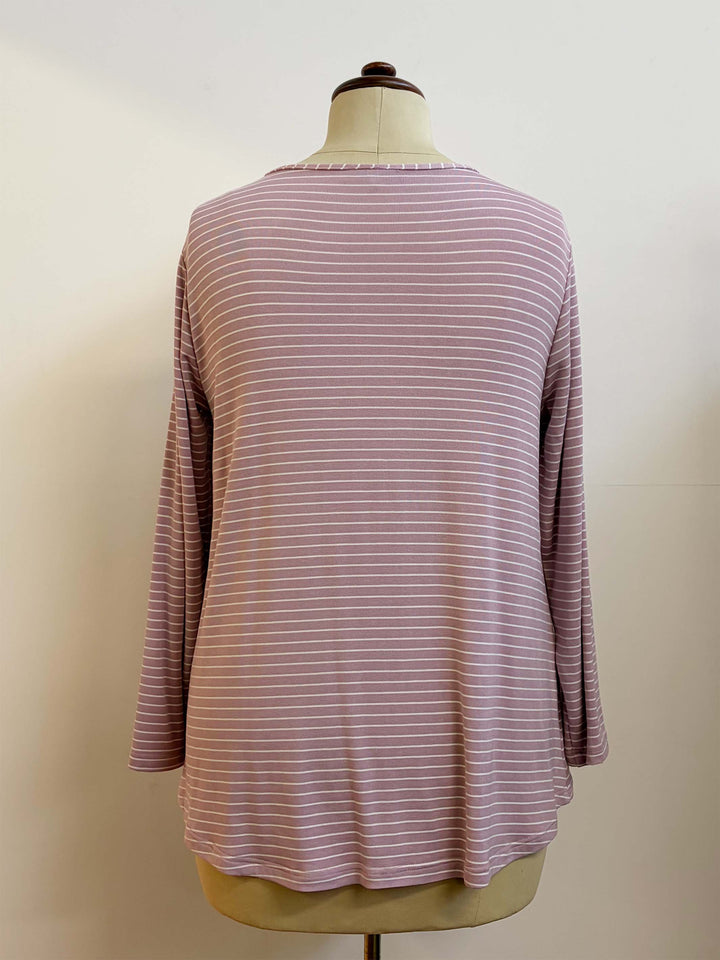 Long Sleeve Basic Stripe Tee - Dusty Pink