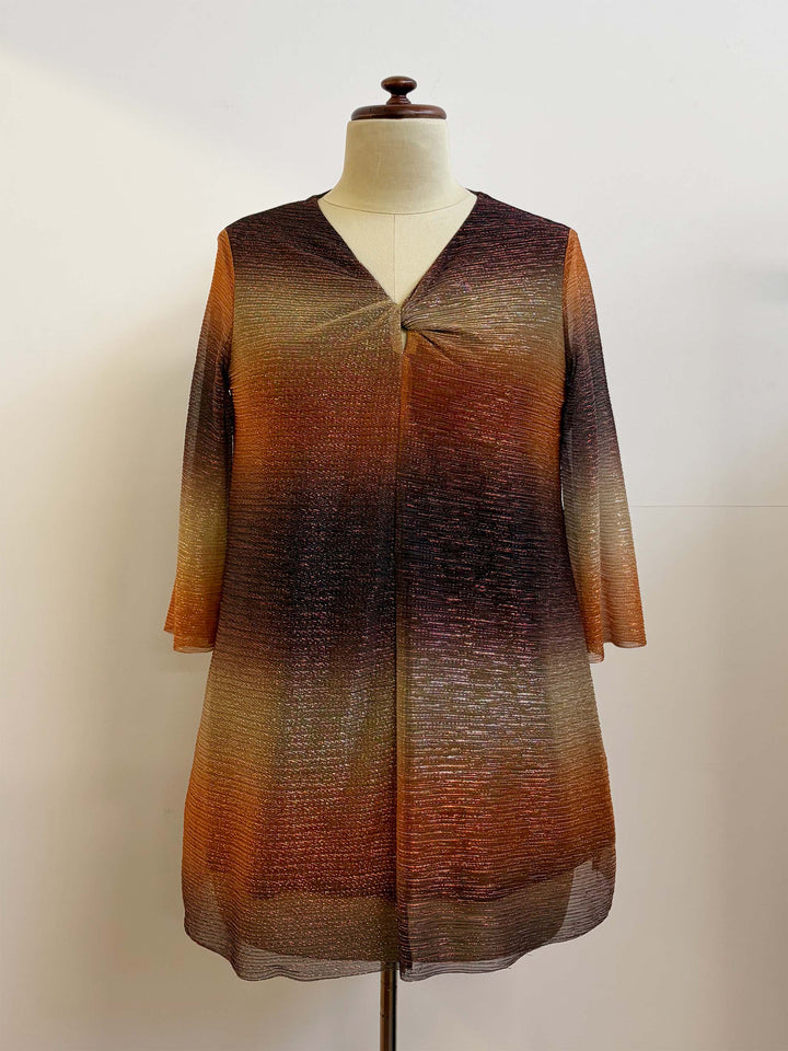 V-Neck Twist Top - Ombre Bronze