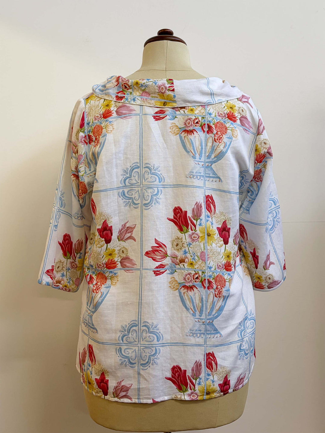 Cowl Neck Cotton Top - Vase Tile