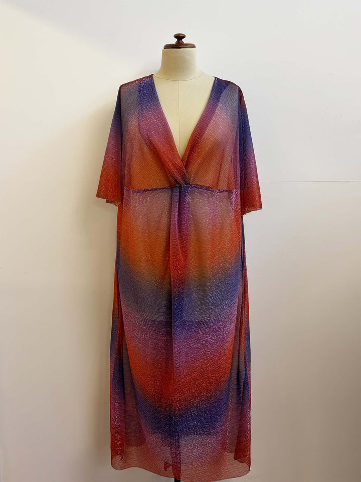 V-Neck Twisted Front Dress -  Purple