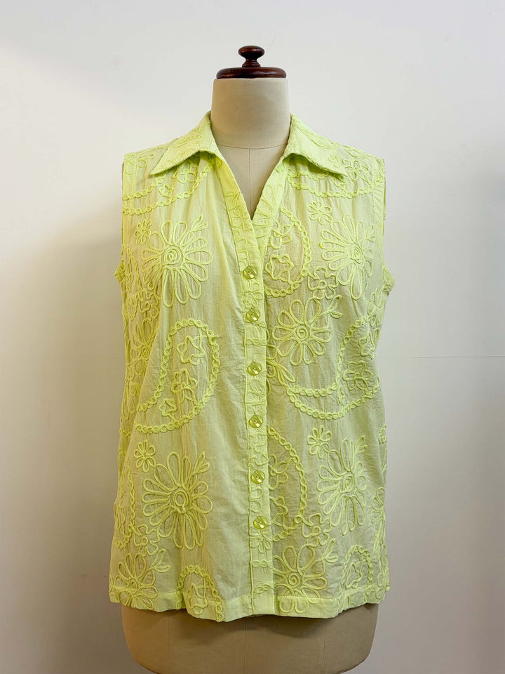 Collared Sleeveless Shirt - Yellow