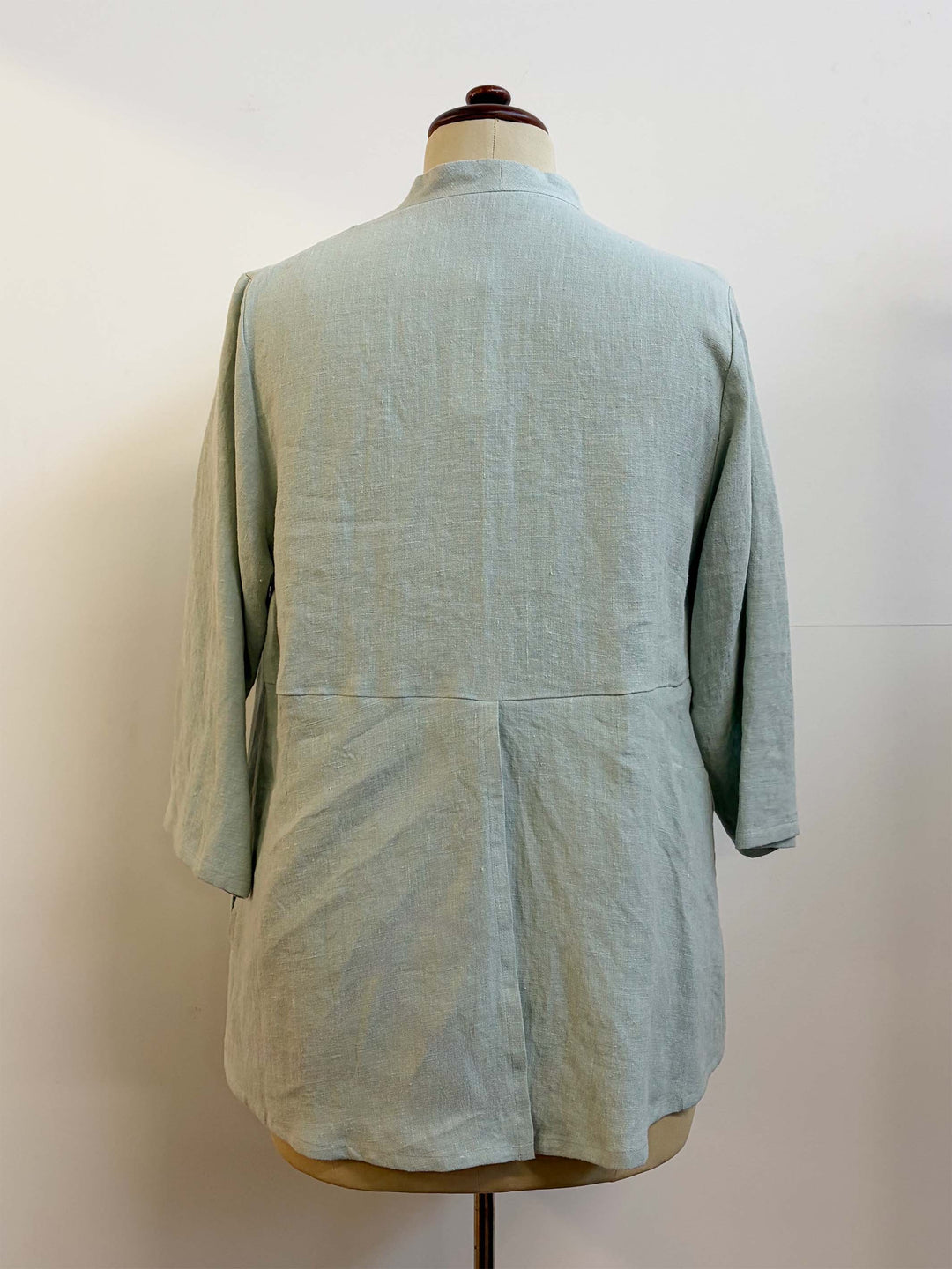 1 Button V-Neck Linen Jacket - Sage