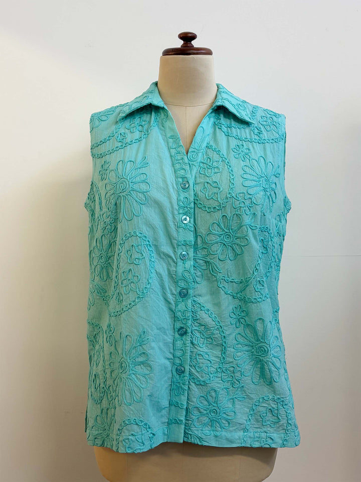 Collared Sleeveless Shirt - Mint