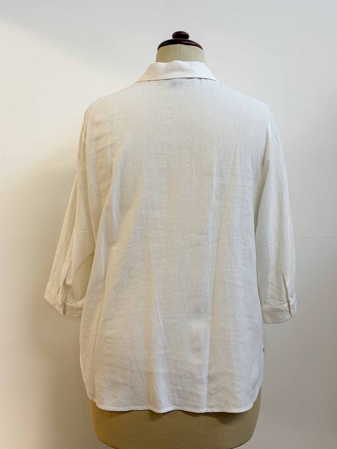 Collared Palm Embroidered Shirt - White