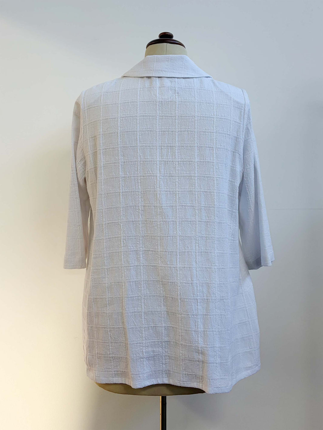 Front Pockets Check Jacket - White