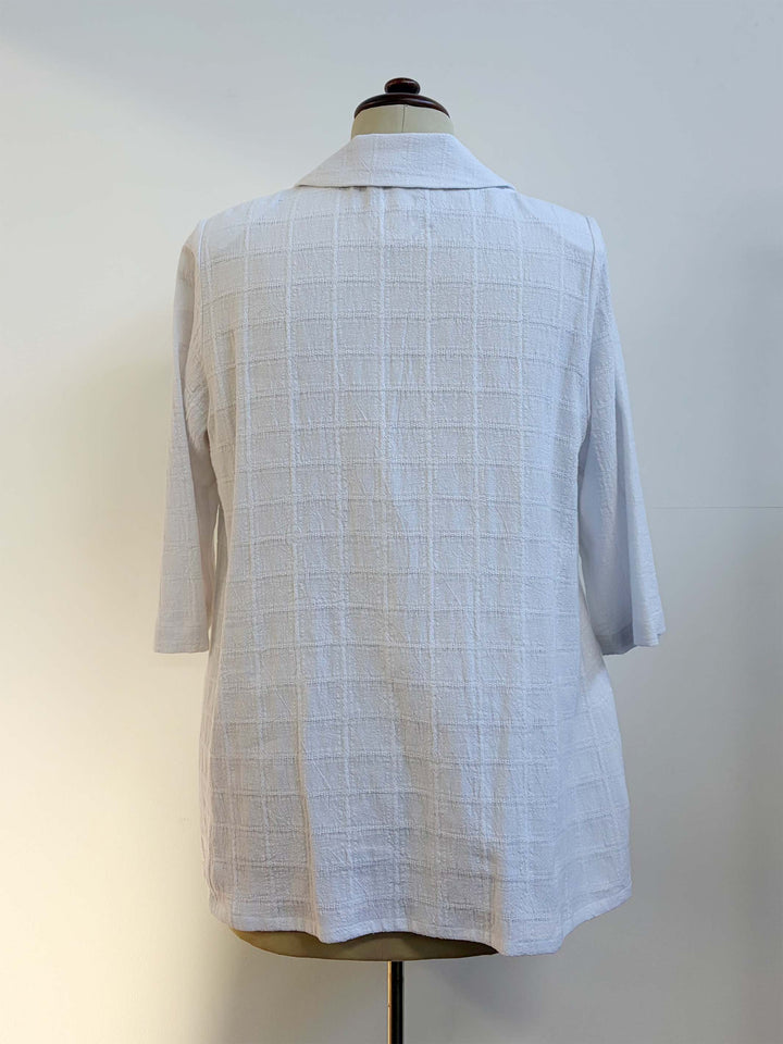 Front Pockets Check Jacket - White