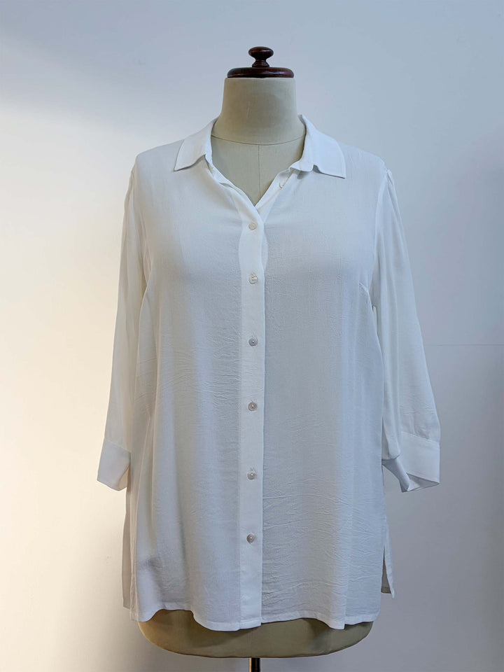 Collared Plain Top - White