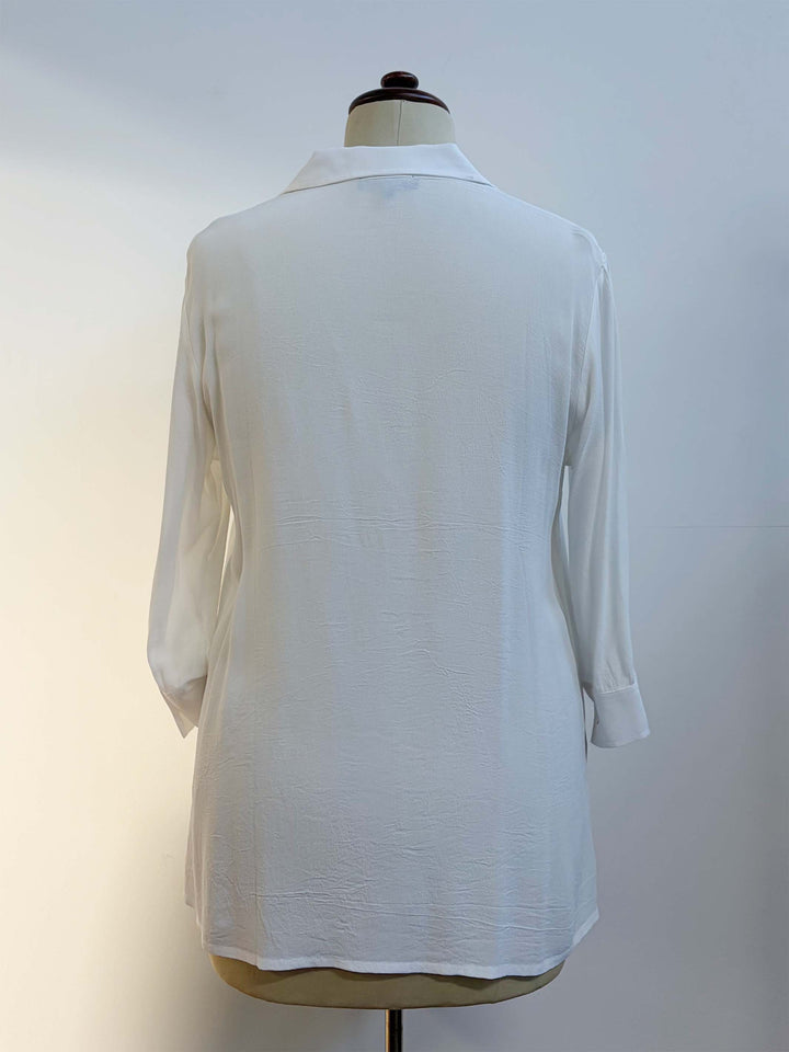 Collared Plain Top - White