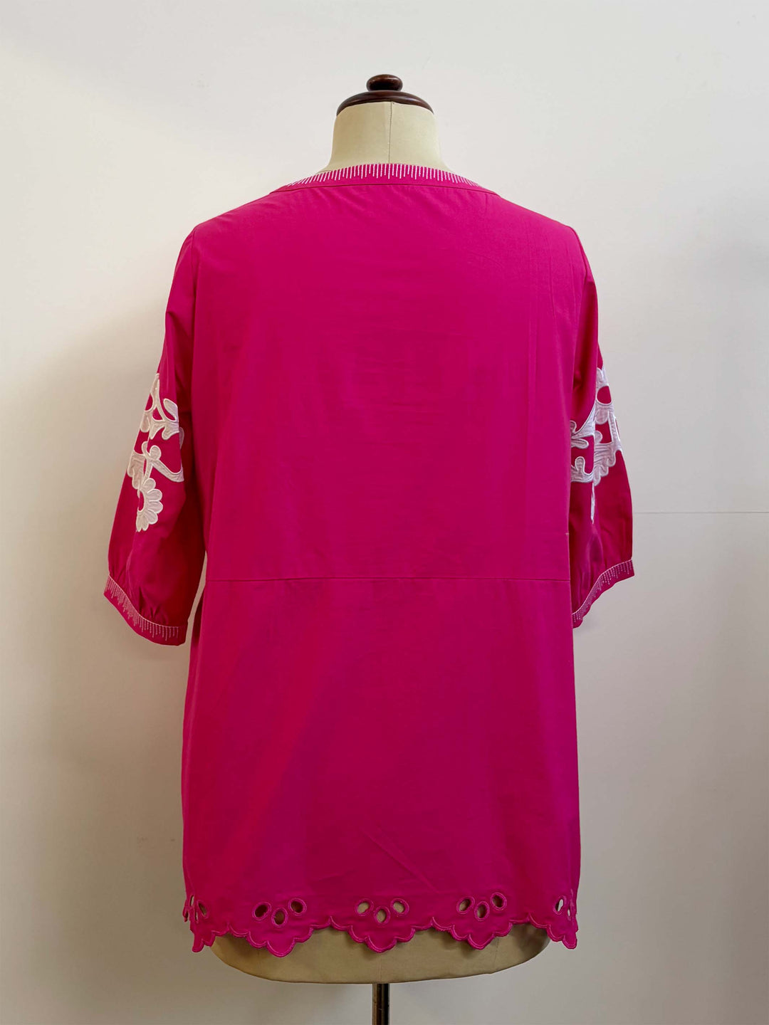 Floral Applique Top - Hot Pink