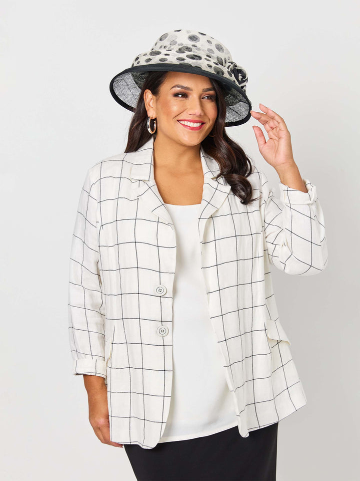 Check Linen Jacket - White