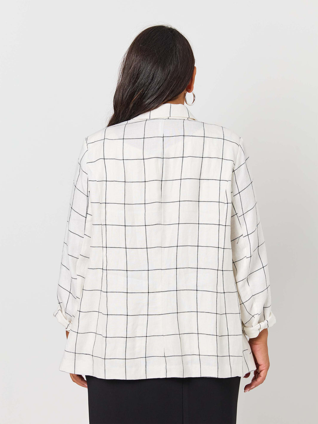 Check Linen Jacket - White