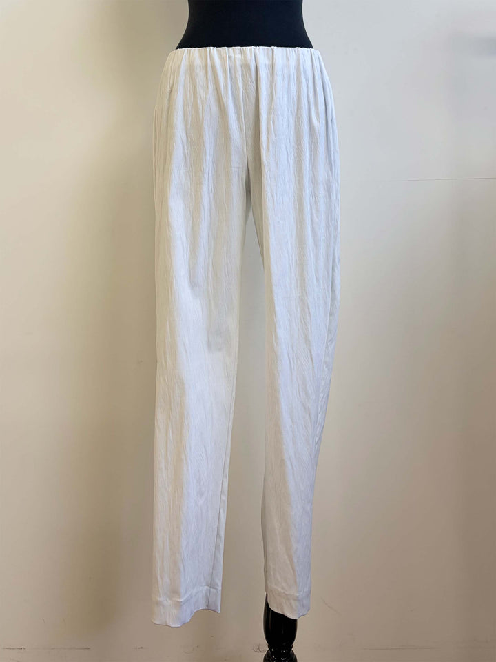 Textured Straight Leg Stretch Pant - White