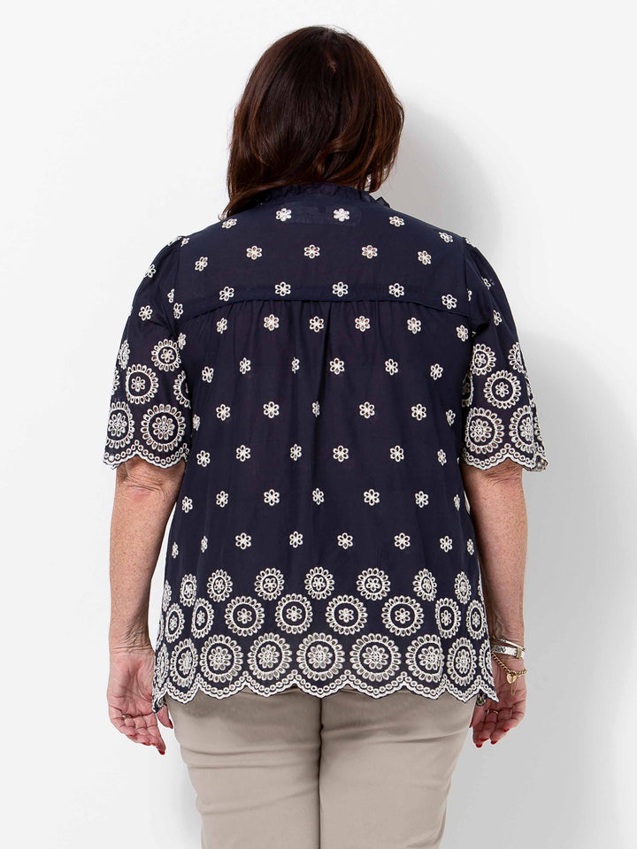 Navy Bloom Top Full Sleeve