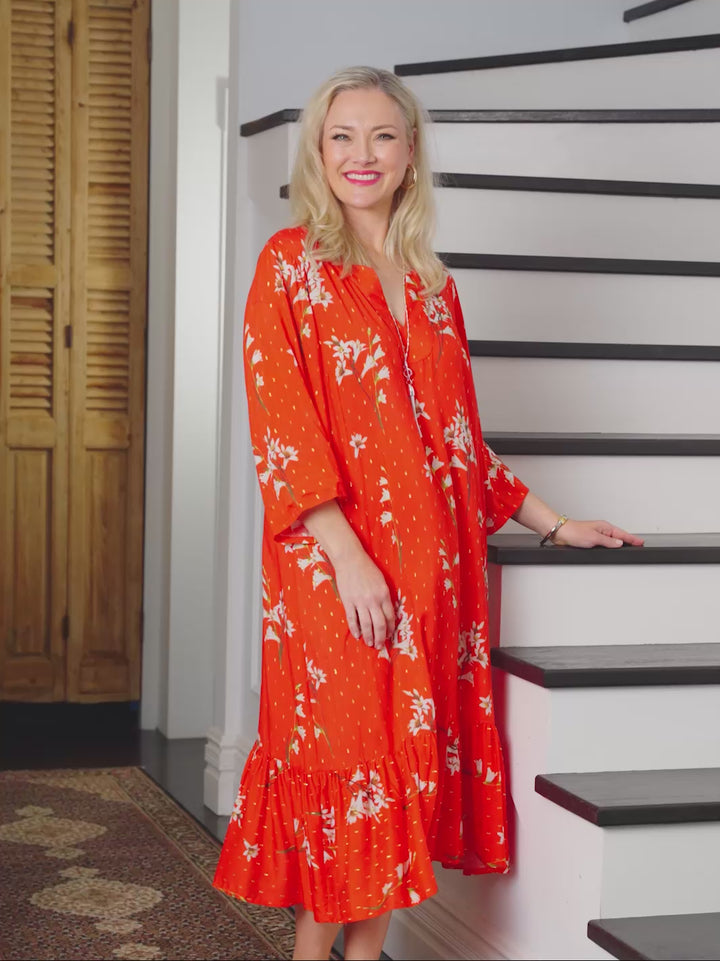 Ruffle Hem Gold Fleck Dress - Xmas Bells