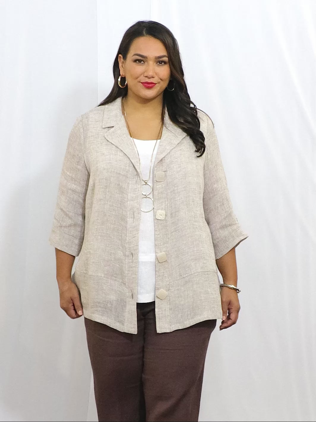 Oatmeal Crinkle Linen Jacket