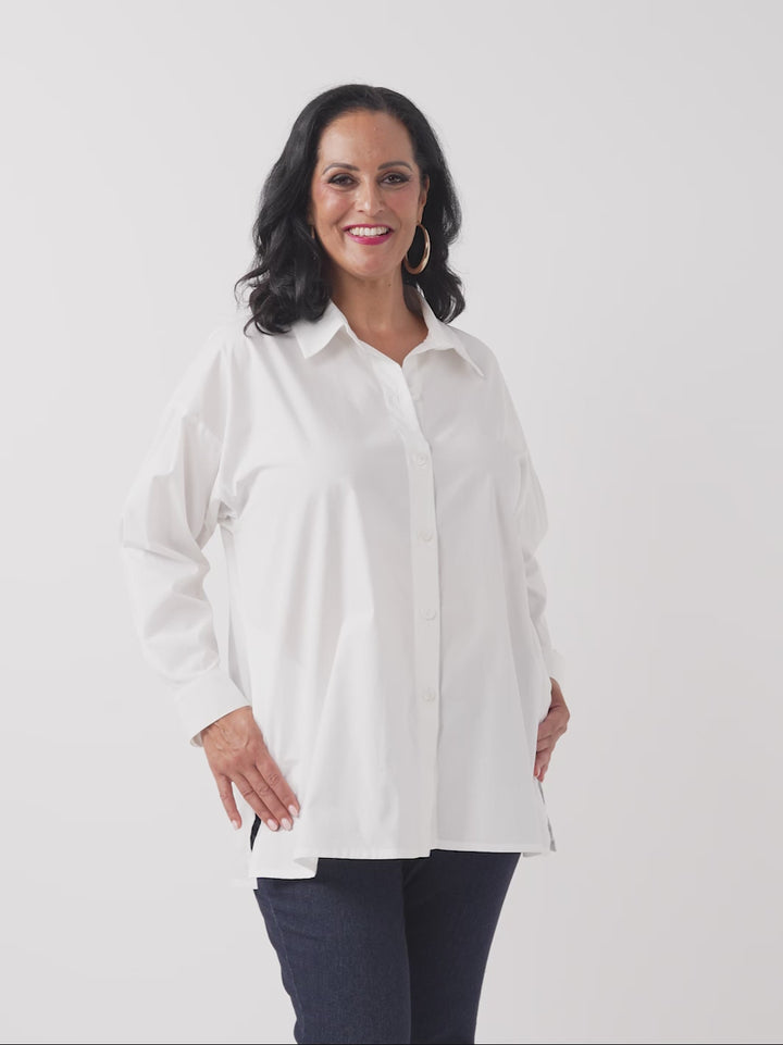 Collared Plain Cotton Shirt - White